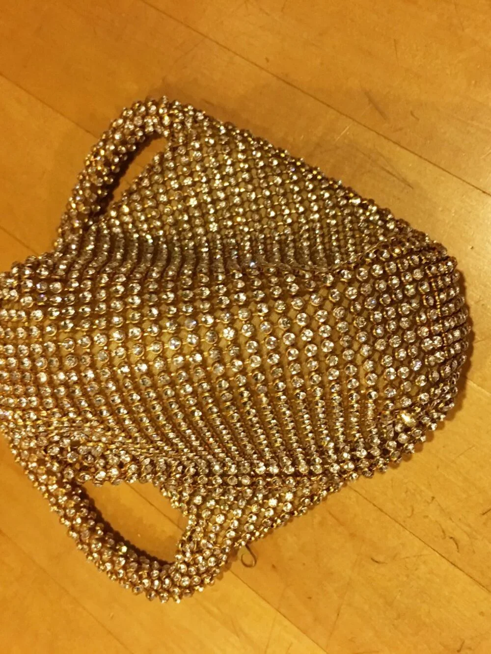 Elegant Gold Rhinestone Evening wrist Bag